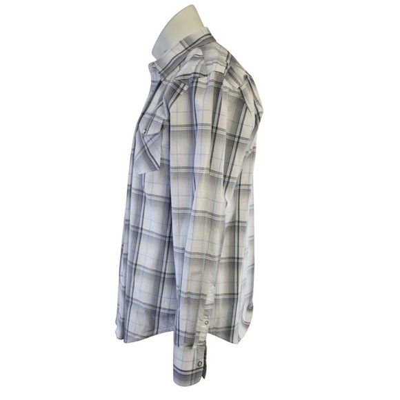 American Rag CIE /Polo long sleeved/ (Size M)/White with Blue and Black Stripes - Picture 2 of 13